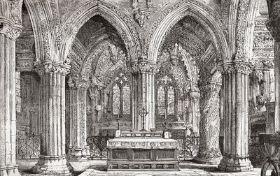 Innenraum der Rosslyn-Kapelle, Roslin, Midlothian, Schottland von . .