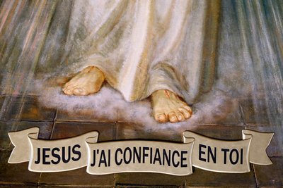 Notre Dame de Plaimpalais Kirche. Jesus der göttlichen Barmherzigkeit, ich vertraue auf dich. Frankreich. von . .