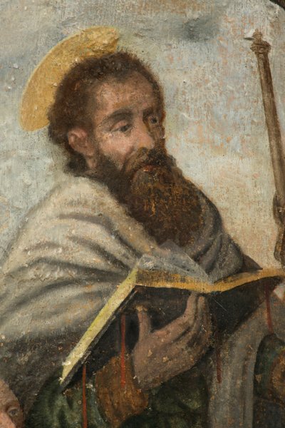 Pfarrkirche (Parochiekerk Onze-Lieve-Vrouw). Innenraum. Der Chor. Wandmalerei. von . .