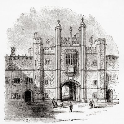 Das Tor zu Eton College, Eton, Berkshire, England, im 19. Jahrhundert. von . .