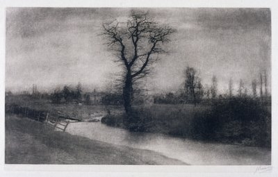 Winterlandschaft: Einsamer Baum an einer Flussbiegung von Ferdinand Georg Waldmuller
