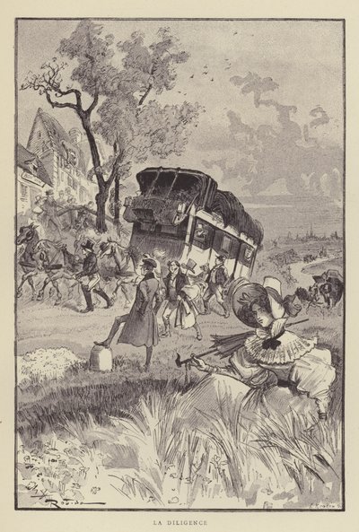 Die Postkutsche von after Albert Robida