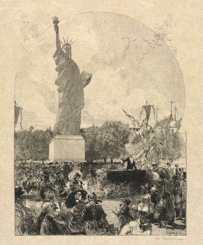 Freiheitsstatue, der Stadt Paris von den Amerikanern geschenkt von after Auguste Louis Lepère