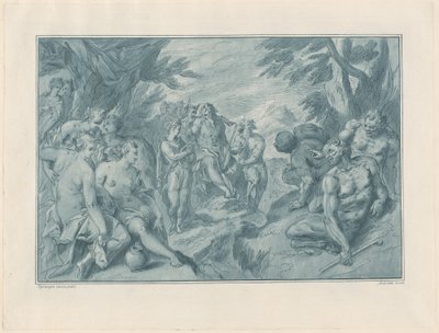 Der musikalische Wettstreit zwischen Apollo und Pan von after Bartholomaeus Spranger Andrea Scacciati