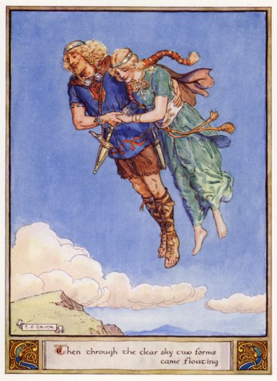 Dann kamen zwei Gestalten durch den klaren Himmel schwebend von after Charles Edmund Brock