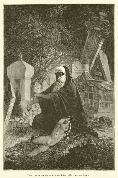 Eine Witwe auf dem Friedhof von Pera, Maxime du Camp von after Emile Antoine Bayard