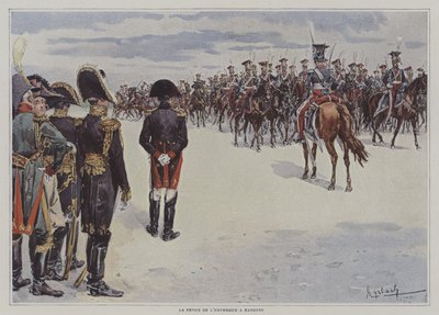 Napoleon inspiziert die Truppen der polnischen leichten Kavallerie in Bayonne von after Felicien baron de Myrbach Rheinfeld