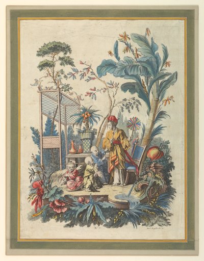 Tafel 7 einer Reihe chinesischer Genreszenen von after Francois Boucher