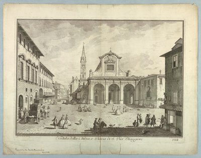 Ansicht von Florenz, Platte aus "Scelta di XXIV Vedute delle principali contrade, piazze, chiese, e palazzi della Città di Firenze" von after Giuseppe Zocchi