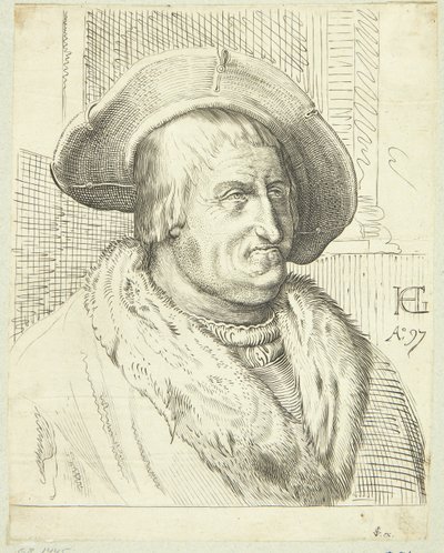 Fantasieporträt eines alten Mannes mit Hut von after Hendrick Goltzius