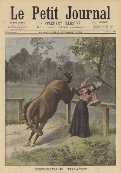 Eine Frau von einem Pferd getreten von after Henri Meyer