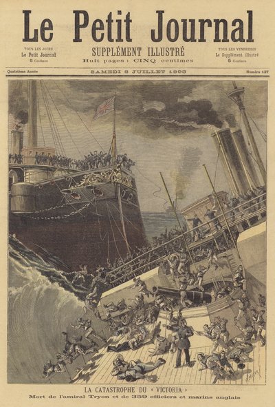 Das Sinken der HMS Victoria von after Henri Meyer