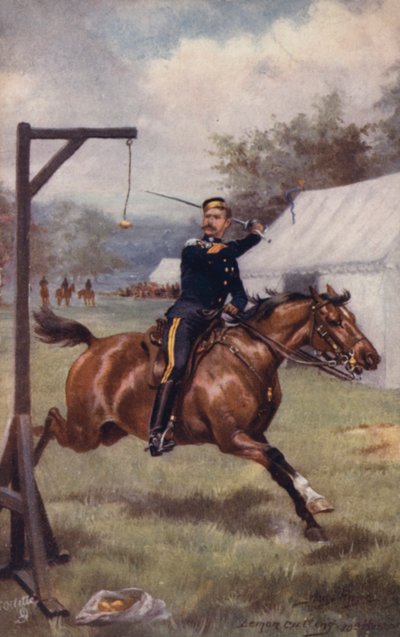 Soldat der 10. Husaren beim Zitronenschneide-Drill von after Henry A. Payne