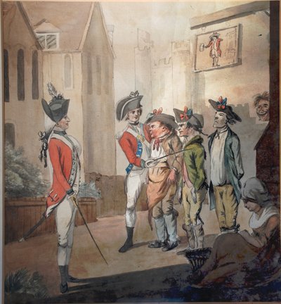 Britische Armee, britische Rekrutierungsparty, 1780 von after Henry William Bunbury