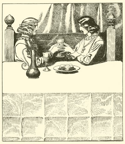Sir Tristram sitzt mit Sir Launcelot von after Howard Pyle
