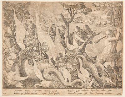 Kämpfende Schlangen mit Feuer von after Jan van der Straet, called Stradanus