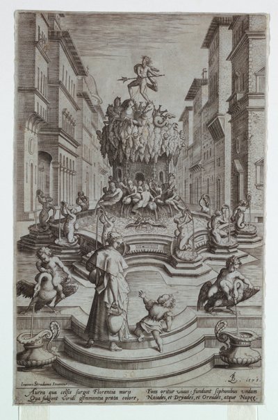 Neptunbrunnen, Florenz von after Jan van der Straet, called Stradanus