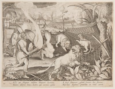 Löwenfalle von after Jan van der Straet, called Stradanus