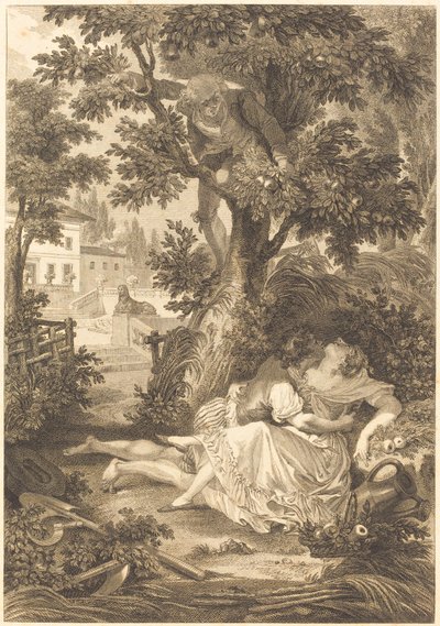Die Wette der drei Klatschbasen: Der Birnbaum von after Jean Baptiste Mallet
