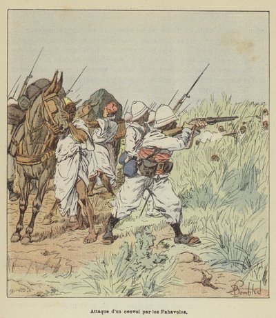 Angriff auf einen Konvoi durch die Fahavolos von after Louis Charles Bombled