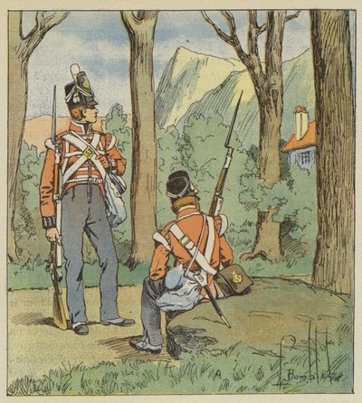 Von dort hatten die beiden englischen Soldaten ihren Posten bezogen, um uns zu überwachen von after Louis Charles Bombled