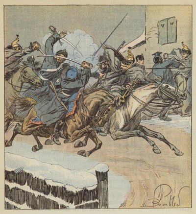 Kampf von Nouans-le-Fuzelier, Der Fourier Lajersie tötet den Major des Husarenregiments von Posen von after Louis Charles Bombled