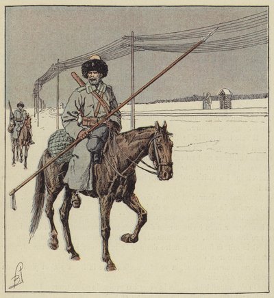 Kosaken der Amur-Region bewachen die Transsibirische Eisenbahn von after Louis Charles Bombled