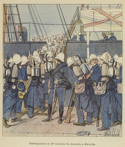 Einschiffung des 40. Jägerbataillons in Marseille von after Louis Charles Bombled