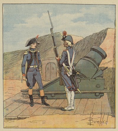 1787 trat Napoleon in das Regiment von La Fère ein von after Louis Charles Bombled
