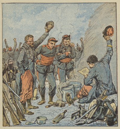 Begeisterung der Truppen bei der Nachricht vom siegreichen Ausbruch von General Ducrot von after Louis Charles Bombled