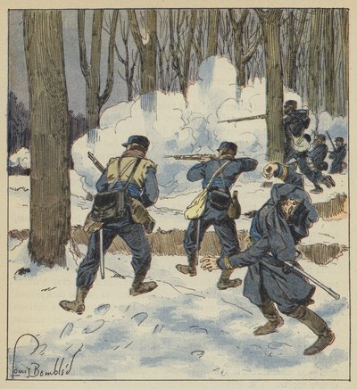 Freischärler kämpfen im Wald von after Louis Charles Bombled
