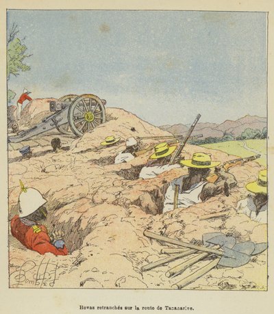 Verschanzte Hova auf der Straße nach Tananarive von after Louis Charles Bombled
