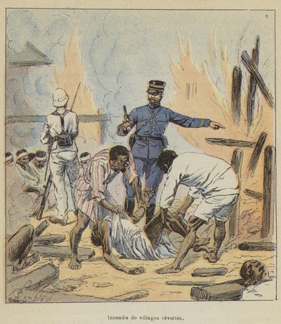 Brand von aufständischen Dörfern von after Louis Charles Bombled