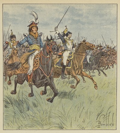 Niemals sah man an der Spitze einer Kavallerie jemanden so brillant, so mutig, so entschlossen von after Louis Charles Bombled