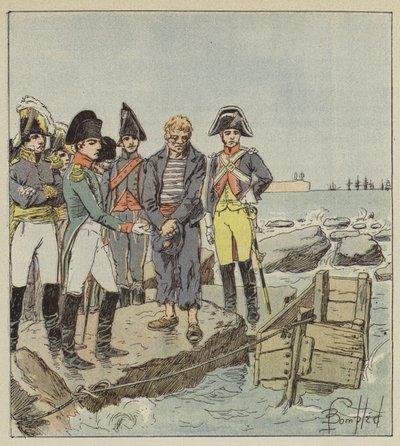 Der Kaiser und der englische Seemann im Lager von Boulogne von after Louis Charles Bombled