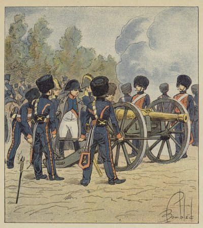 Der Kaiser zeigt selbst auf die Stücke der Garde in Montereau von after Louis Charles Bombled