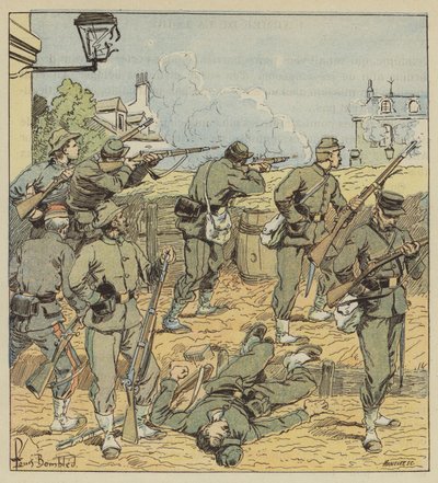 Die Barrikade in der Rue de Chartres von after Louis Charles Bombled