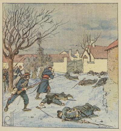 Die Division Peytavin greift Poupry an von after Louis Charles Bombled