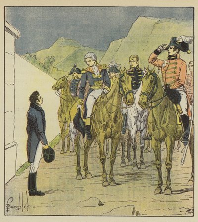 Admiral Taylor präsentiert sich mit einem großen Stab in Longwood, um den Kaiser zu sehen von after Louis Charles Bombled