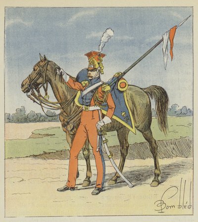 Holländischer Lanzenreiter, Roter Lanzenreiter des 2. Regiments der leichten Lanzenreiter der kaiserlichen Garde von after Louis Charles Bombled