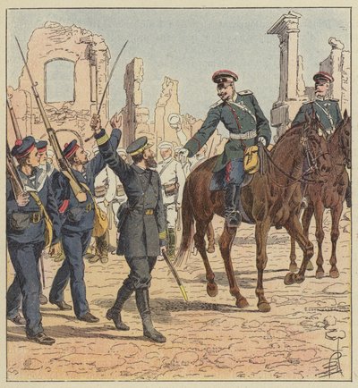 Kapitän de Marolles und General Stessel von after Louis Charles Bombled