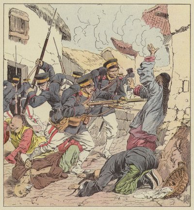 Die Japaner massakrieren die Chinesen von Port-Arthur von after Louis Charles Bombled
