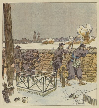Die Freischärler von Paris verteidigen den Friedhof von Montsort von after Louis Charles Bombled