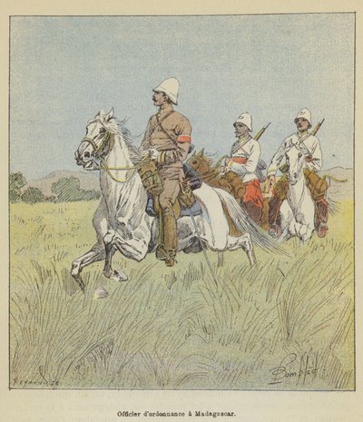 Ordonnanzoffizier in Madagaskar von after Louis Charles Bombled