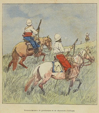 Erkundung von Gendarmen und afrikanischen Jägern von after Louis Charles Bombled