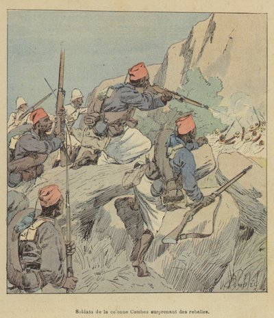 Soldaten der Combes-Kolonne überraschen Rebellen von after Louis Charles Bombled