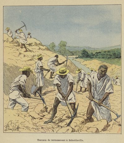 Erdarbeiten in Suberbieville von after Louis Charles Bombled