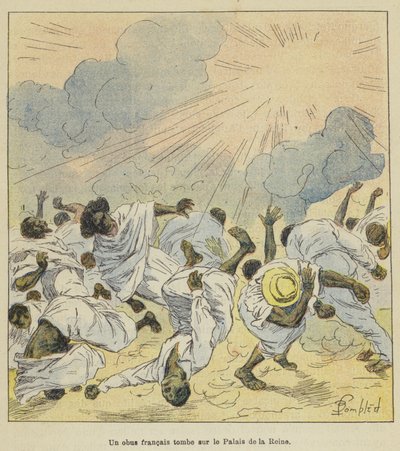 Eine französische Granate trifft den Palast der Königin von after Louis Charles Bombled