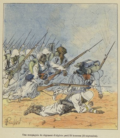 Eine Kompanie des algerischen Regiments verliert 23 Männer, 30. September von after Louis Charles Bombled