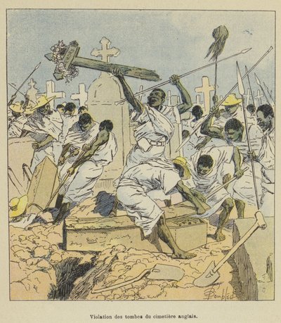 Schändung der Gräber auf dem englischen Friedhof von after Louis Charles Bombled